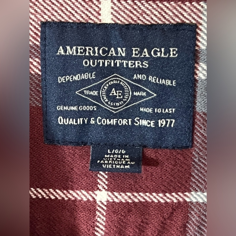 American Eagle Flannel Shirt Long Sleeve Button Down Multicolor 100% Cotton - Picture 3 of 13